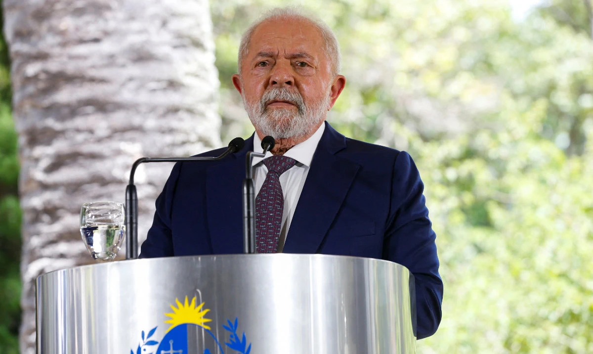 Brazil’s President Luiz Inacio Lula da Silva attends a news conference, in Montevideo, Uruguay, January 25, 2023. (Reuters)