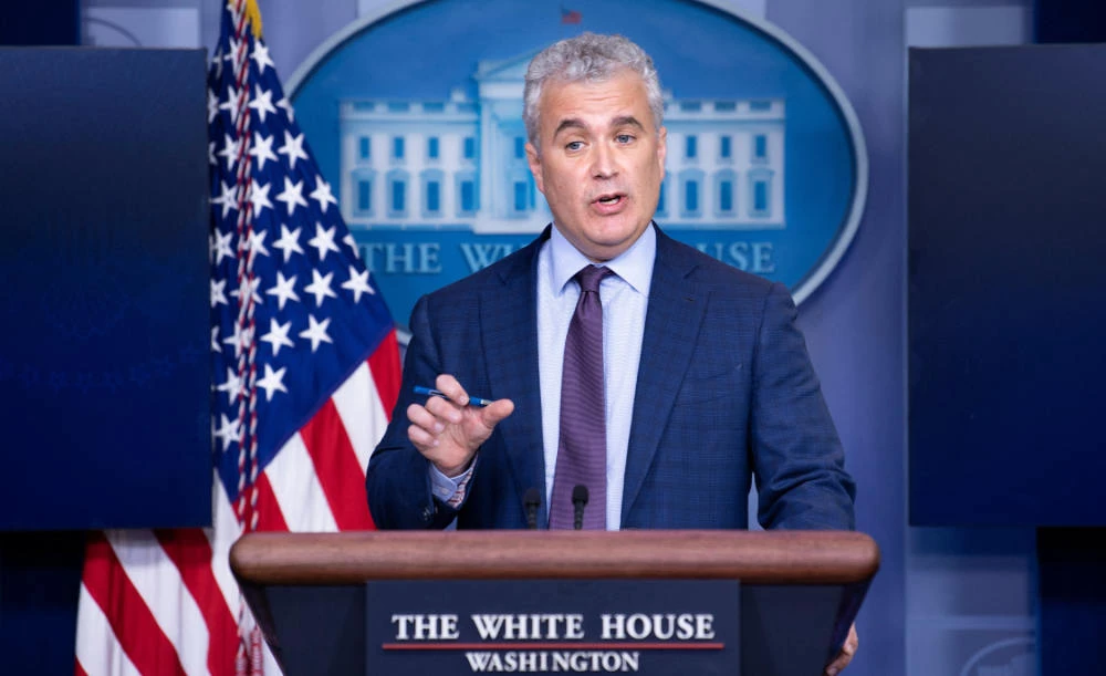 Jeff Zients, the White House's Covid-19 response czar, speaks during a press briefing at the White House where they spoke about a pause in issuing the Johnson & Johnson Janssen Covid-19 vaccine on April 13, 2021, in Washington, DC. (AFP)