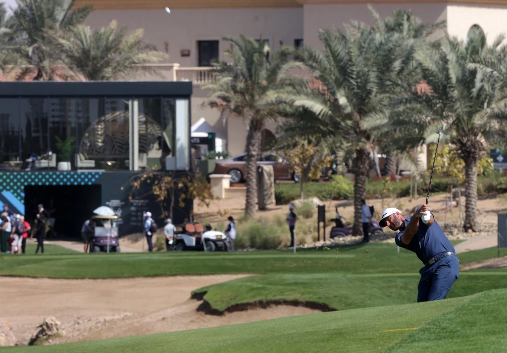 Dustin Johnson of the US competes during the final round of the PIF Saudi International at Royal Greens Golf at King Abdullah Economic City, north of Saudi Arabia's Red Sea coastal city of Jeddah, on February 6, 2022. (AFP)