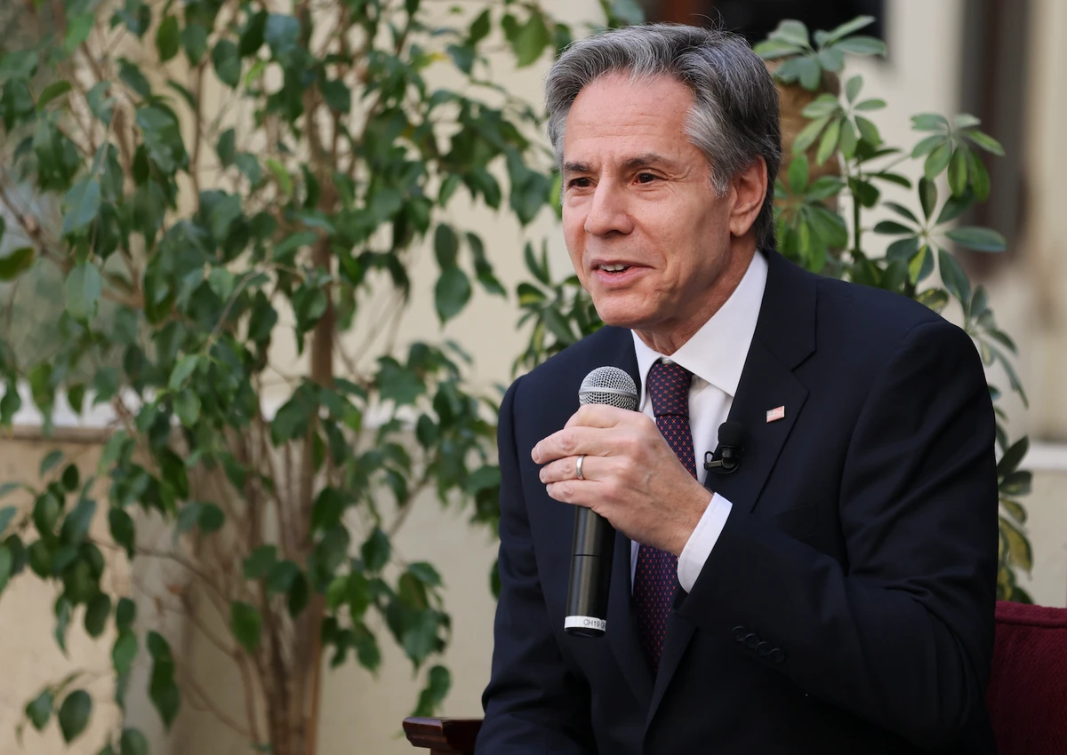 US Secretary of State Antony Blinken visits the American University in Cairo, Egypt, Sunday, Jan. 29, 2023. (AP Photo)
