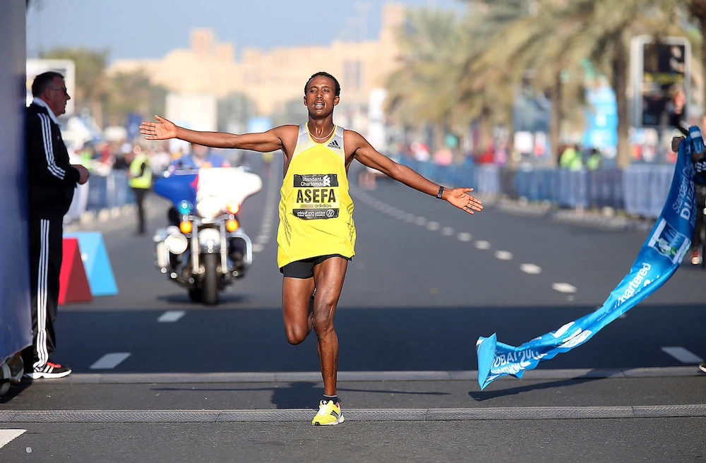 Mekonnen clinched first place as he clocked the fastest time by an 18-year-old runner in two hours, four minutes and 32 seconds