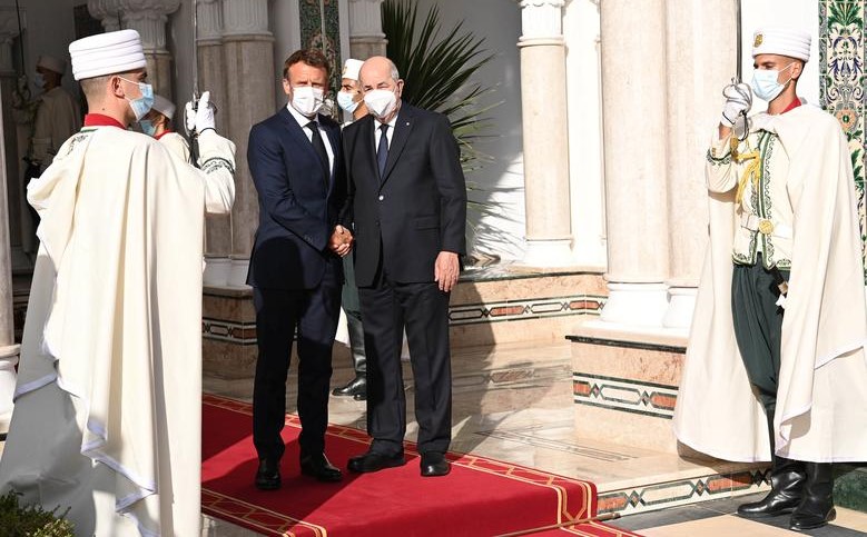 Emmanuel Macron and Algerian President Abdelmadjid Tebboune, Algiers, Algeria, Aug. 25, 2022. (Reuters)