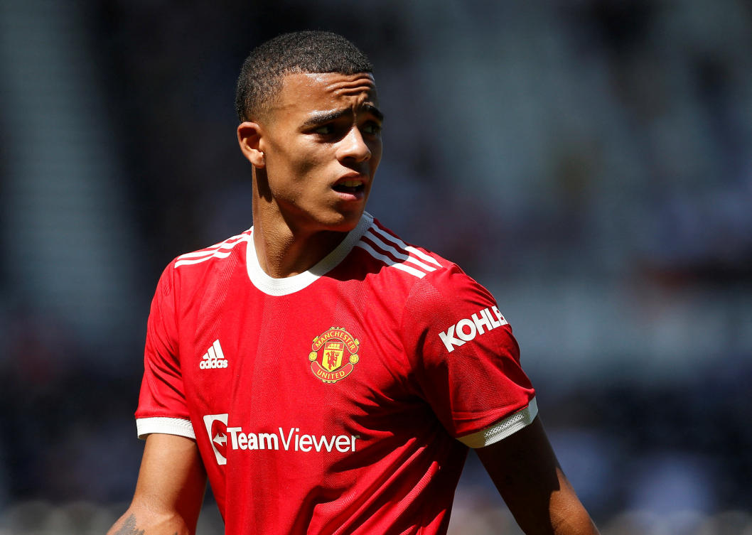 Manchester United’s Mason Greenwood during their preseason friendly against Derby County at Pride Park, Derby, Britain in July 2021. (Reuters/File)