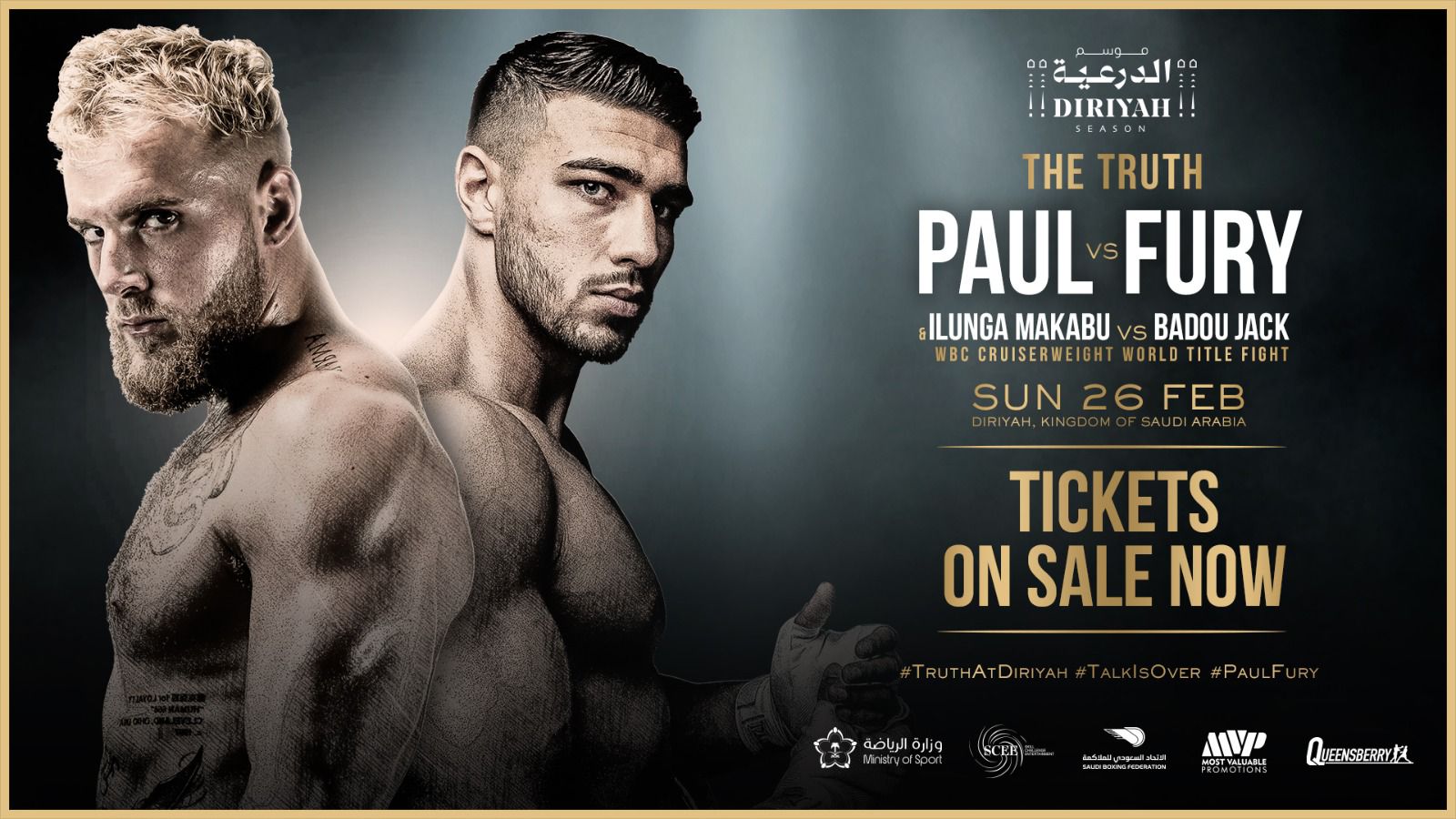 Two of boxing’s biggest rivals, Jake Paul and Tommy Fury, are set to face off in a fight labelled as “The Truth” live in Saudi Arabia on February 26, 2023. (Supplied)