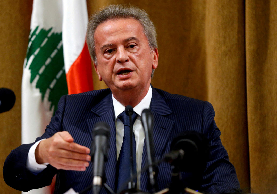 Lebanon's Central Bank Governor Riad Salameh speaks during a news conference at Central Bank in Beirut, Lebanon. (Reuters)