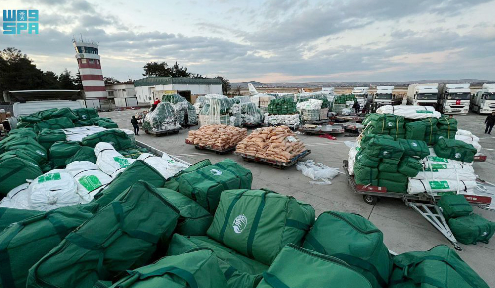 Saudi Arabia’s KSrelief operates an air bridge to assist those affected by 7.8 magnitude earthquake in Turkiye. (SPA)