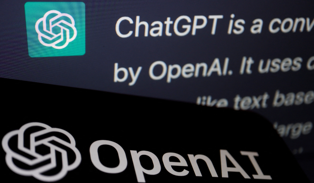 The logo of OpenAI is displayed near a response by its AI chatbot ChatGPT on its website, in this illustration picture taken February 9, 2023. (REUTERS)