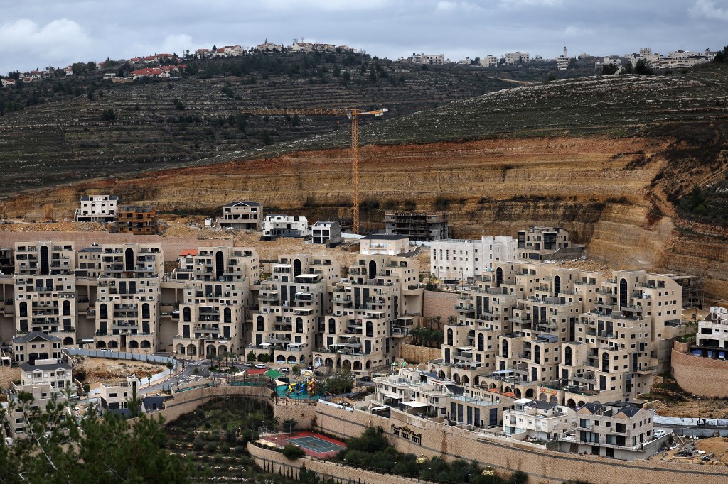 A general view of the Israeli settlement of Givat Zeev, near the Palestinian city of Ramallah, in the occupied West Bank. (File/AFP)