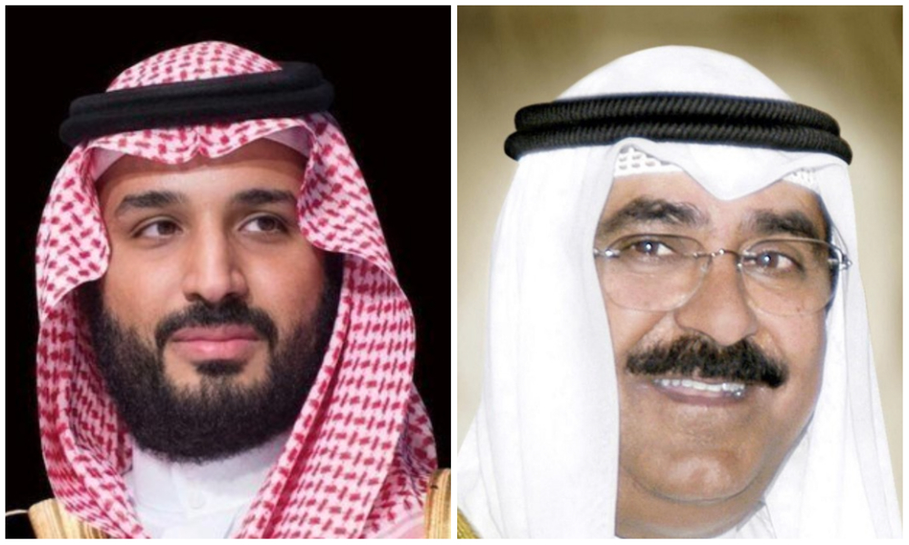 Saudi Crown Prince Mohammed bin Salman and Kuwaiti Crown Prince Sheikh Meshal Al-Ahmad Al-Jaber Al-Sabah. (File/SPA/KUNA)