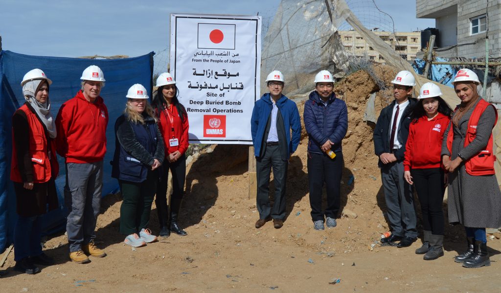 Japan has supported humanitarian mine excavation in Palestine through UNMAS since 2015 (Twitter/UNMAS)