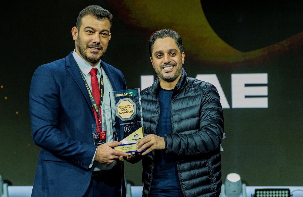 Mohammed Al-Hosani receives the UAE's 'Host Federation of the Year' award in Serbia (Supplied)