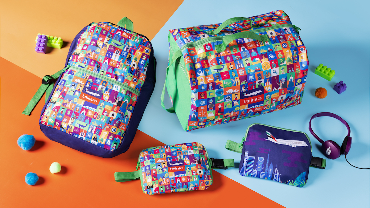 Emirates’ complimentary toy bags and baby amenity kits are made from recycled plastic bottles and other sustainable materials. (Emirates)