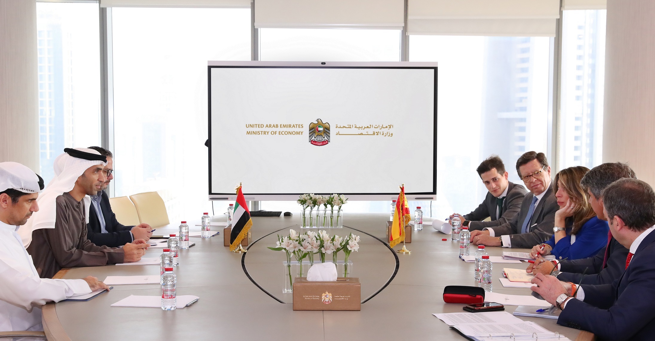 UAE’s minister of state for foreign trade with his Spanish governmental counterparts to discuss economic cooperation. (WAM)