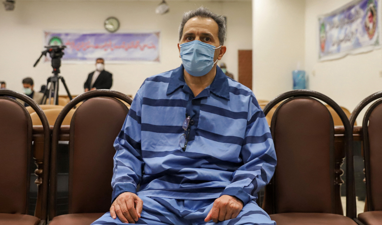 Tehran’s Revolutionary Court convicted Jamshid Sharmahd, 67, on Tuesday on charges of playing a role in a deadly 2008 mosque bombing. (AFP)