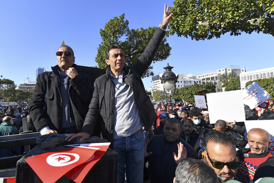 Tunisian security forces have arrested prominent opposition figure Ben Mbarek, the latest detention in a crackdown against rivals of President Kais Saied. (FILE/AFP)