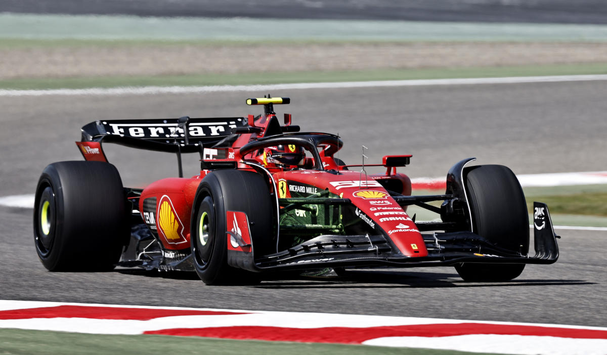 Ferrari’s Carlos Sainz Jr. during testing F1, Pre-Season Testing, at the Bahrain International Circuit, Sakhir, Bahrain on February 23, 2023. (Reuters)