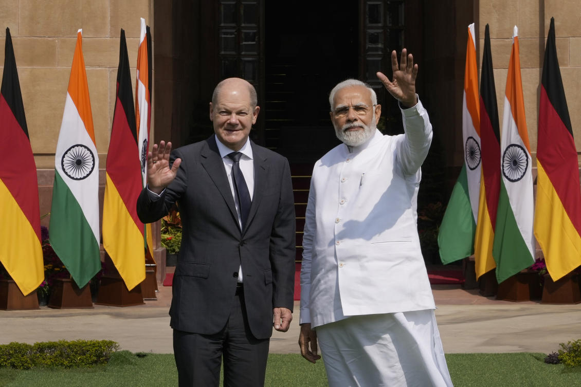 Chancellor Olaf Scholz held talks with Indian Prime Minister Narendra Modi in New Delhi and also discussed ways to boost bilateral economic cooperation. (AP)