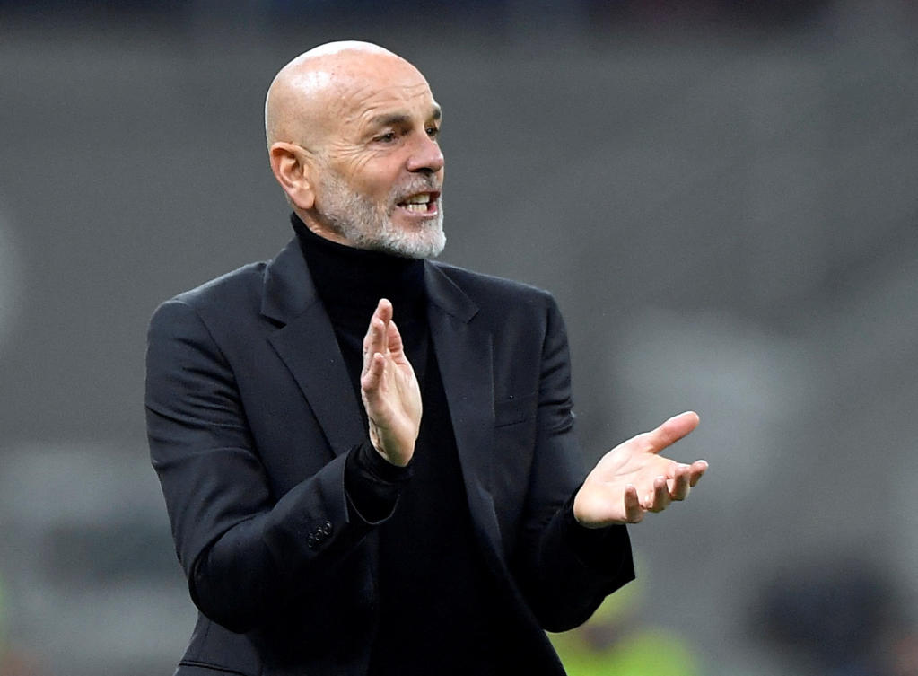 AC Milan coach Stefano Pioli during their Champions League round of 16 first leg against Tottenham Hotspur at San Siro, Milan on Feb. 14, 2023. (Reuters)