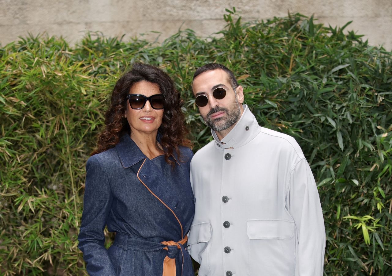 Afef Jnifen and Mohammed Al-Turki attended the Giorgio Armani show at Milan Fashion Week. (Getty Images)