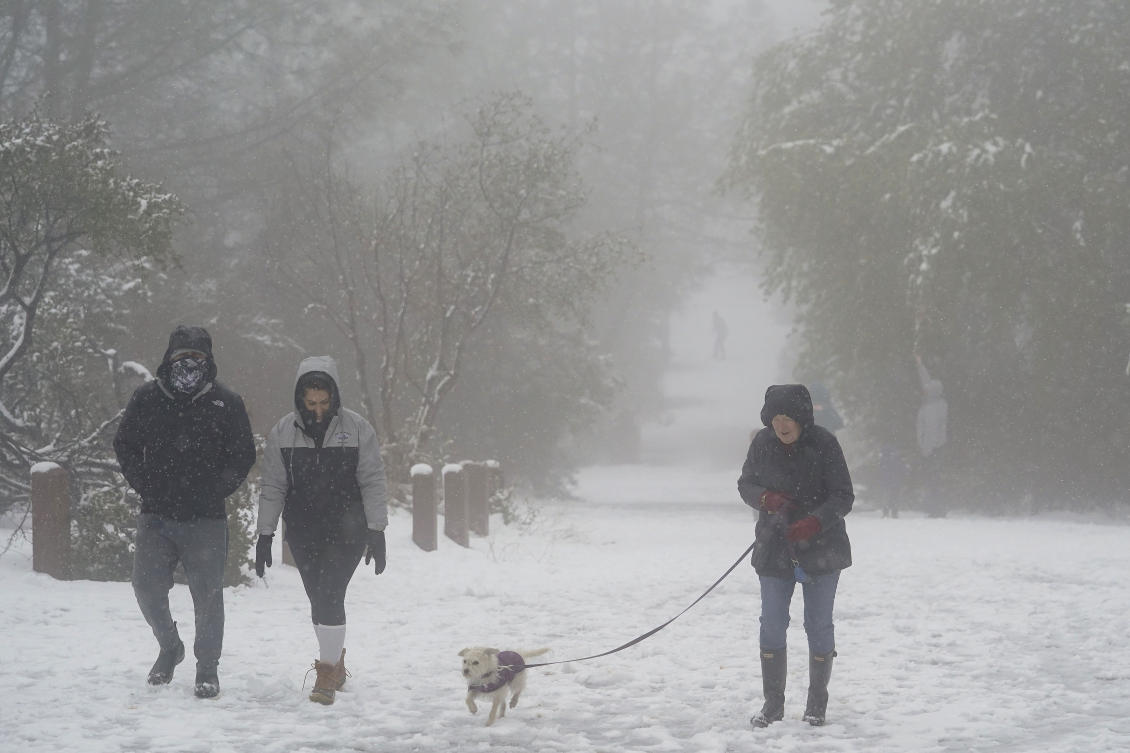 In California, the National Weather Service said a series of winter storm systems will continue moving into the state through Wednesday after residents got a brief break from severe weather Sunday. (AP)