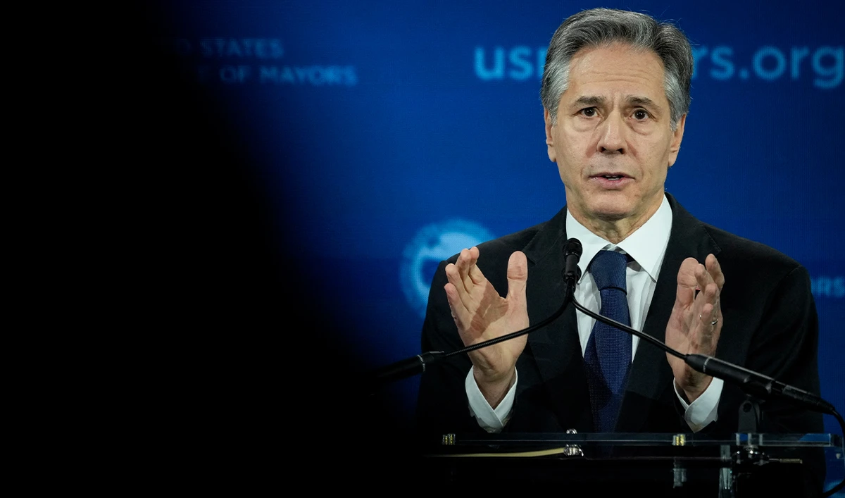 US Secretary of State Antony Blinken speaks during the United States Conference of Mayors 91st Winter Meeting in Washington, DC, on January 18, 2023. (AFP/File)