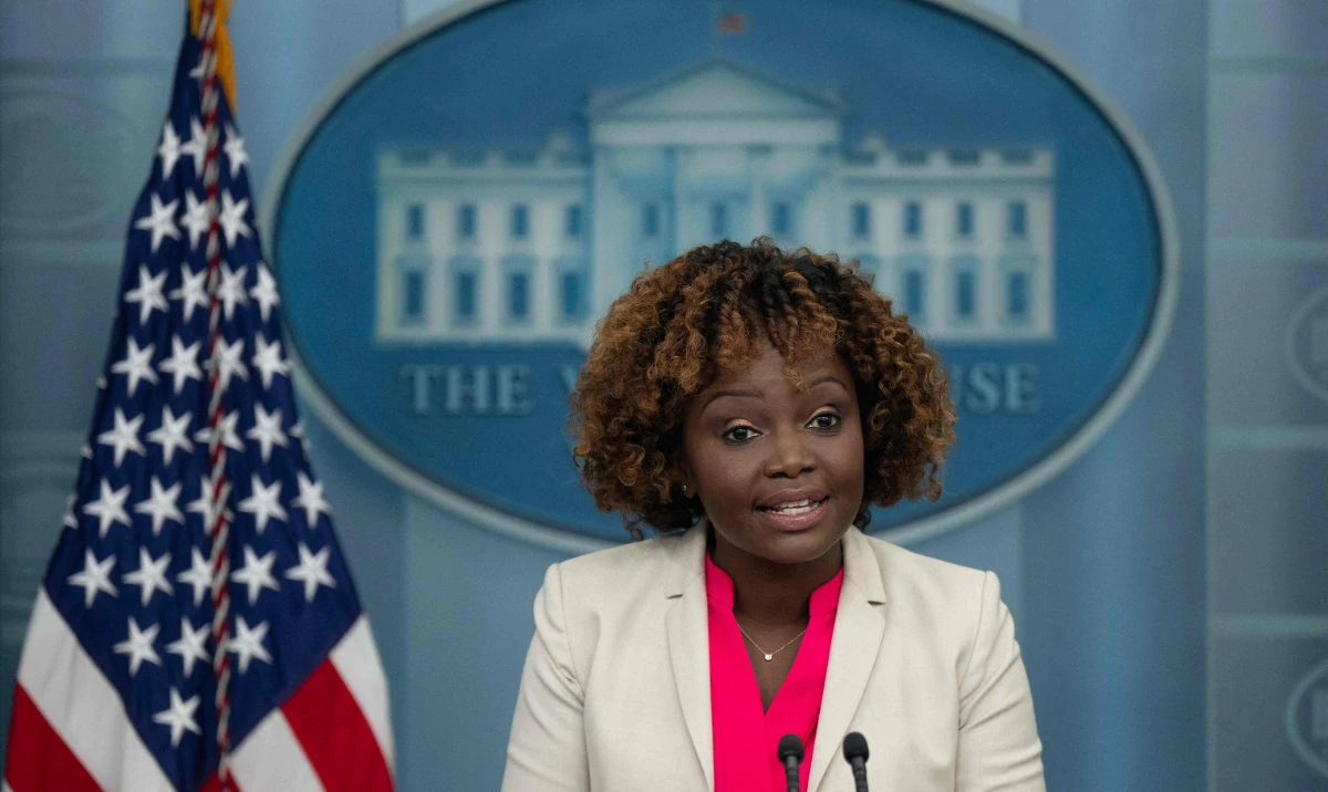 White House Press Secretary Karine Jean-Pierre speaks during the daily briefing in the Brady Briefing Room of the White House in Washington, DC, on Thursday. (AFP)