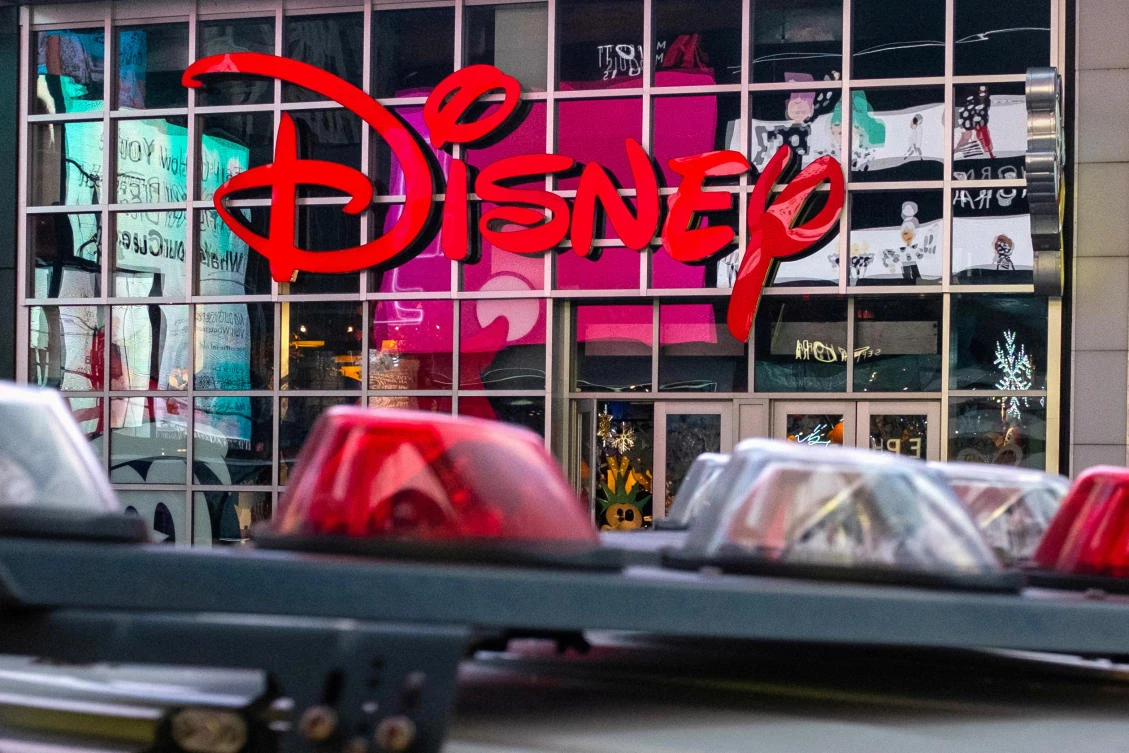 The logo of the Times Square Disney store is seen in Times Square, New York City, US Dec. 5, 2019. (Reuters)
