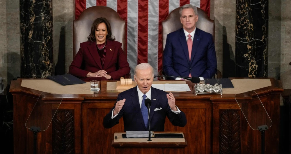 US President Joe Biden delivers his State of the Union address. (Getty Images/AFP)
