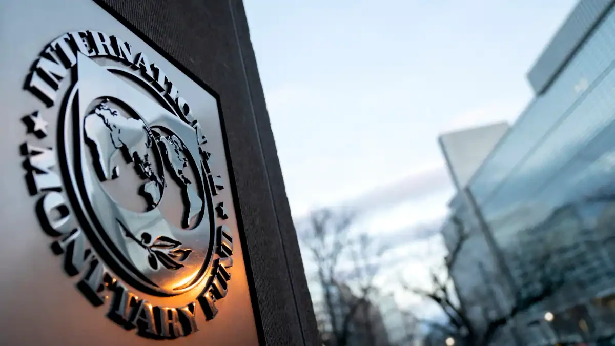 The seal for the International Monetary Fund is seen in Washington, US, on January 10, 2022. (AFP/File)