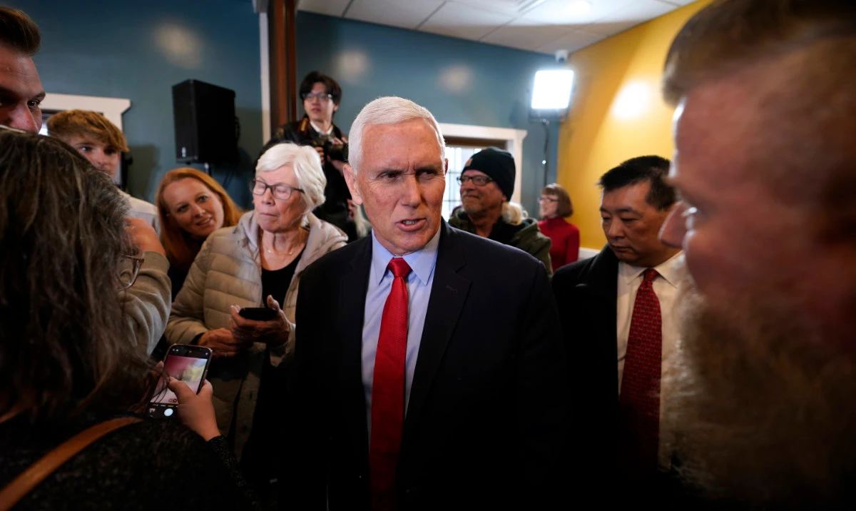 Former Vice President Mike Pence greets supporters after speaking at a parents rights rally on Feb. 15, 2023, in Cedar Rapids, Iowa. (AP)