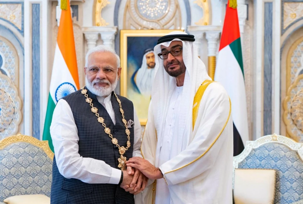 India and the UAE are recording a trade increase of nearly 30 percent across different sectors after they signed the Comprehensive Economic Partnership Agreement last February. (AFP/WAM/File Photo)