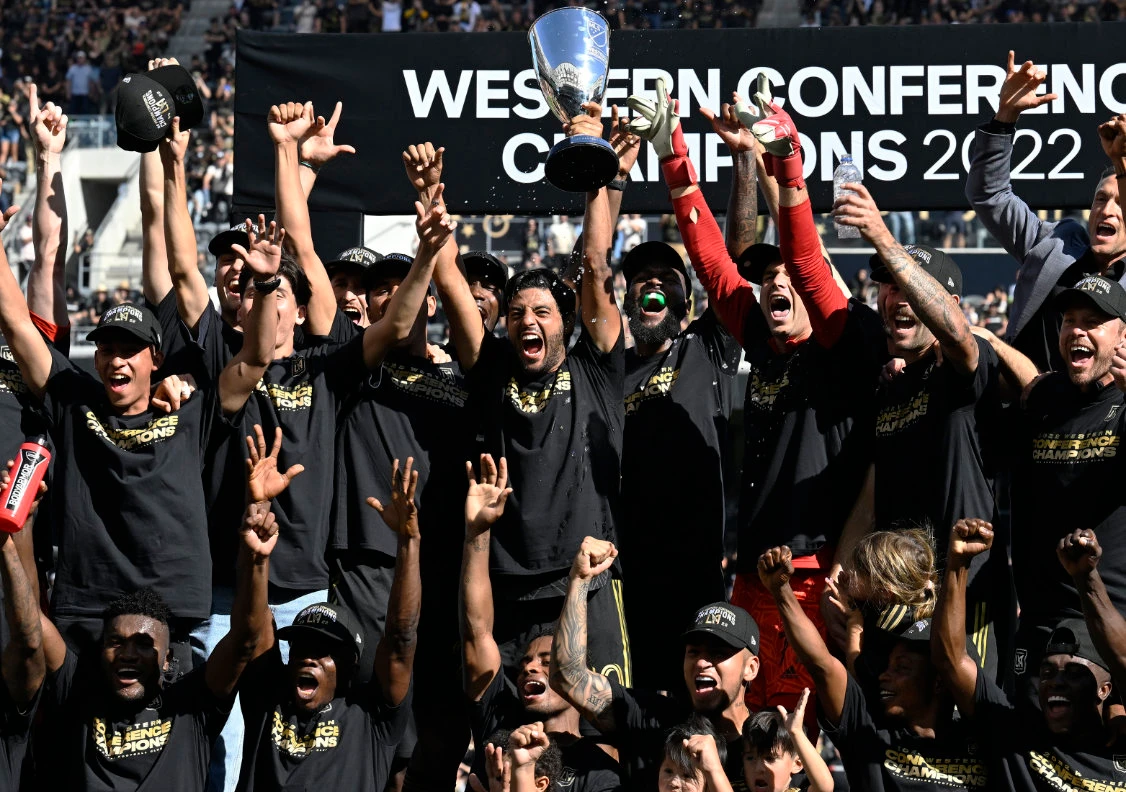 Los Angeles FC after a win over Austin FC in the MLS Western Conference final match on Oct. 30, 2022, in Los Angeles. The push toward the World Cup in 2026 begins now for Major League Soccer, which opens its 28th season on Saturday. (File/AP)