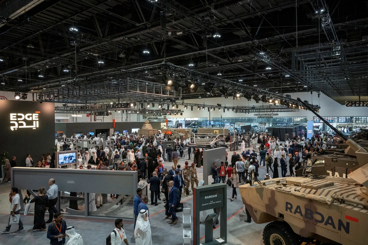 A general view of the 2023 International Defense Exhibition and Conference at Abu Dhabi National Exhibition Centre in Abu Dhabi. Reuters