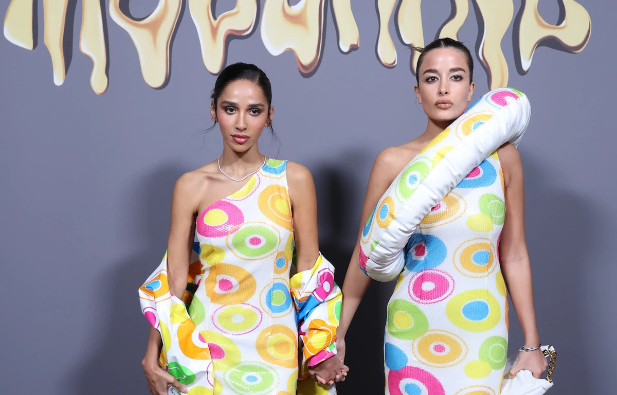 Saudi model and influencer Hala Abdallah and Palestinian social media star Julia Hussein turned heads in matching playful outfits. (Getty Images)