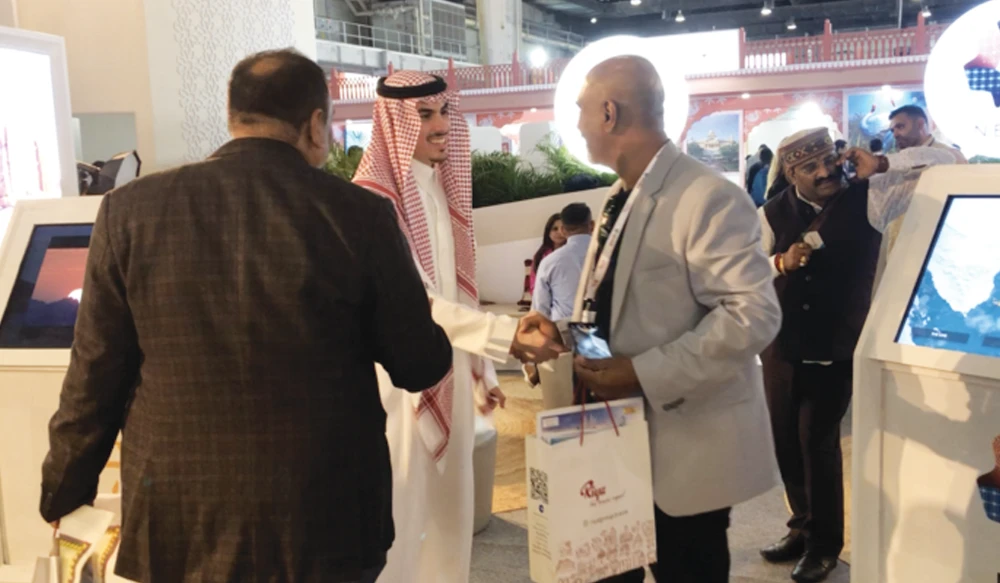 Visitors arrive at in the Saudi Tourism Authority booth at the South Asia Tourism and Travel Exchange in Noida, India on Feb. 10. (AN Photo)