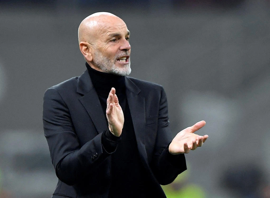 AC Milan coach Stefano Pioli during their Champions League round of 16 first leg against Tottenham Hotspur at San Siro, Milan on Feb. 14, 2023. (Reuters)