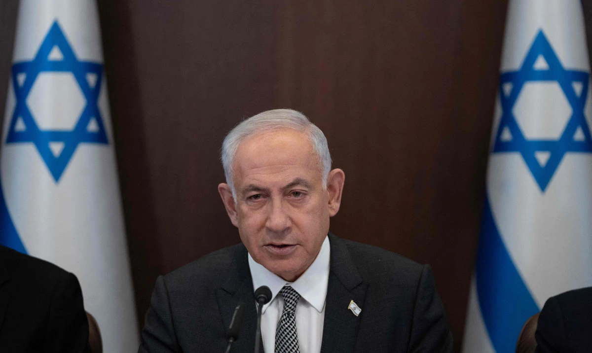 Israeli Prime Minister Benjamin Netanyahu chairs the weekly cabinet meeting in Jerusalem, on February 12, 2023. (AFP)