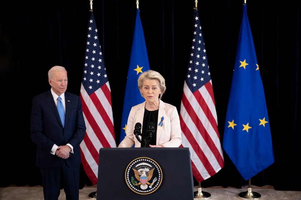 Although US-EU ties have largely recovered from Trump’s presidency, there are mixed signals in other areas of these ties (AFP)