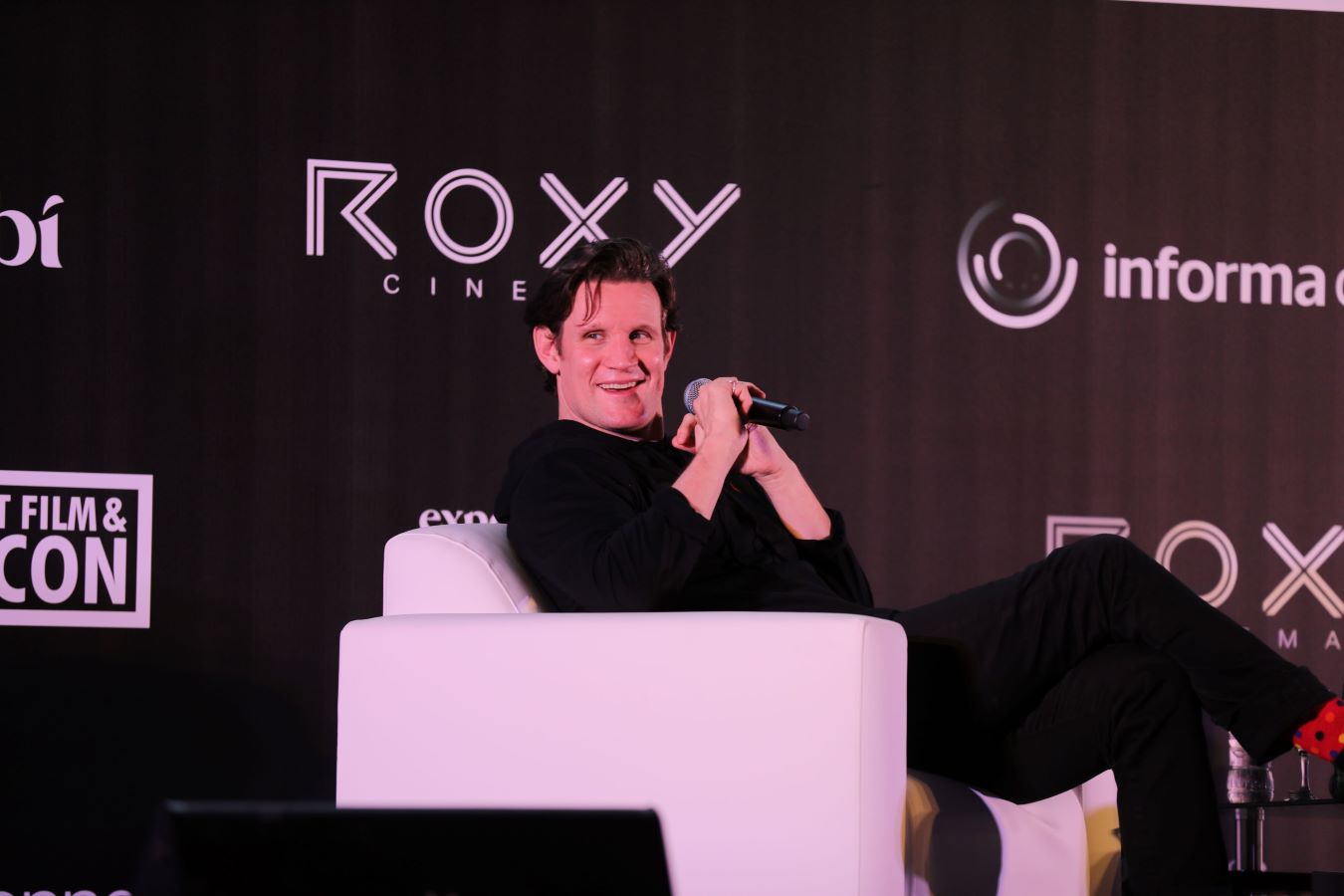 British actor Matt Smith attended a panel at the Middle East Film and Comic Con in Abu Dhabi on Friday. (Mohamed Fawzy/Arab News)