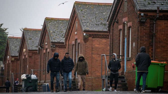 Asylum seekers in Napier Barracks, near Folkestone, in Kent, England. (Getty Images)