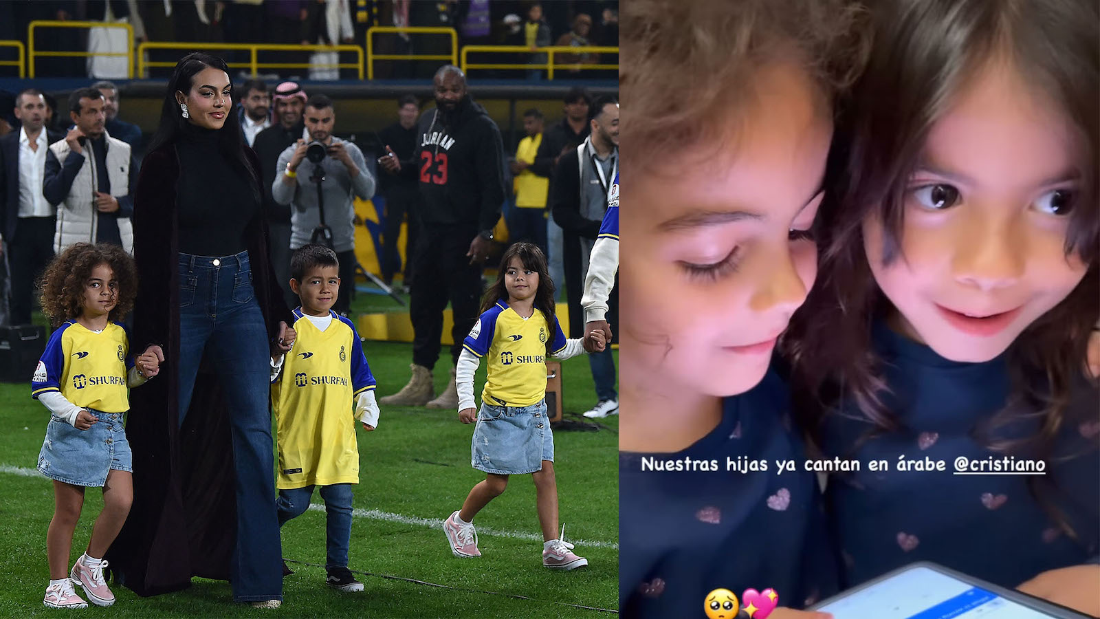 Georgina Rodriguez’s daughters Alana and Bella are learning to speak Arabic in Saudi Arabia. (Getty/ IG)