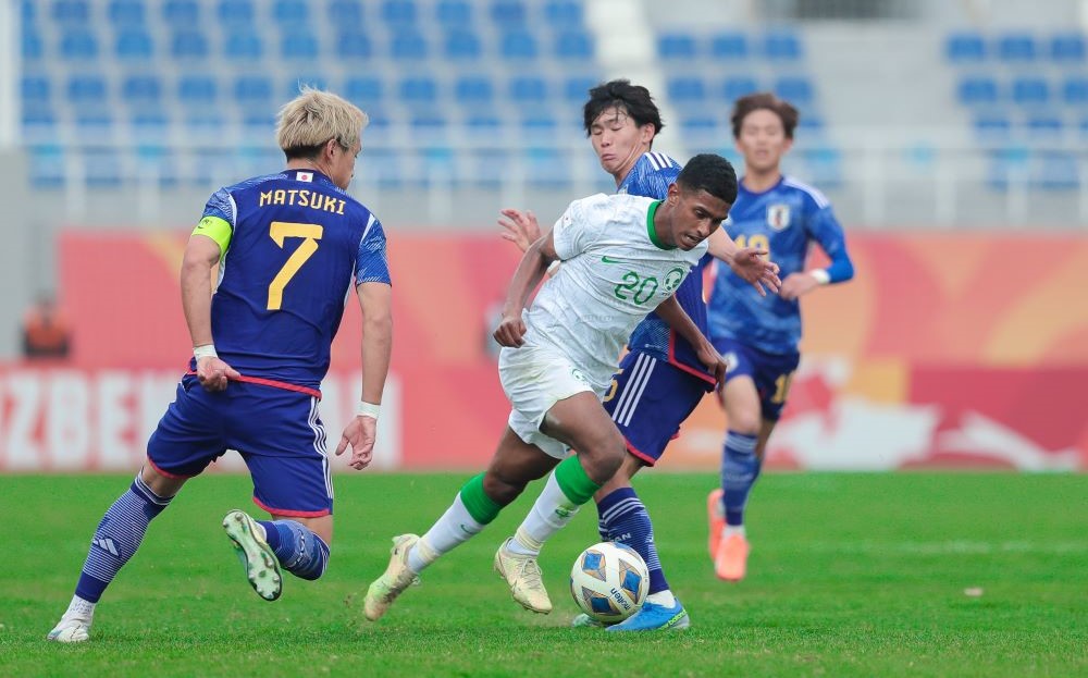Saudi Arabia were eliminated from the 2023 AFC U-20 Asian Cup following a 2-1 loss to Japan in Tashkent, Uzbekistan. (Twitter/@SaudiNT)