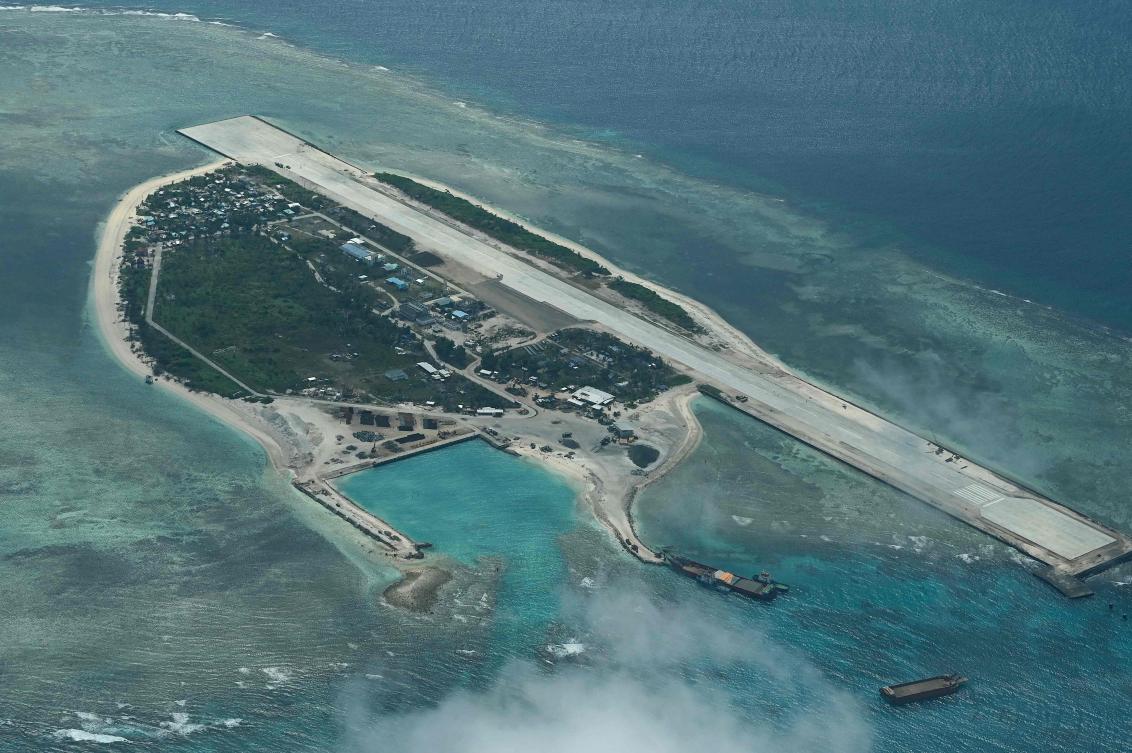 Above, Thitu, the largest Philippine-occupied island which lies about 430 kilometers from the major Philippine island of Palawan. (AFP)
