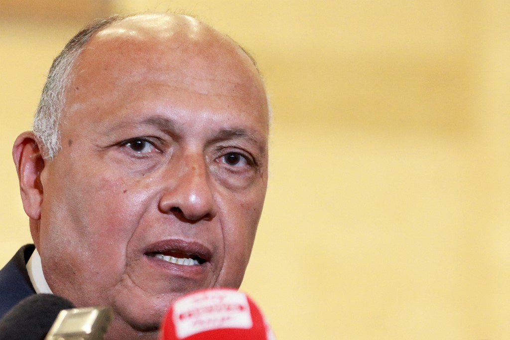 Foreign affairs minister Sameh Shoukry stressed Egypt’s tireless efforts to promote calm in the occupied territories and revive the peace process. (AFP)