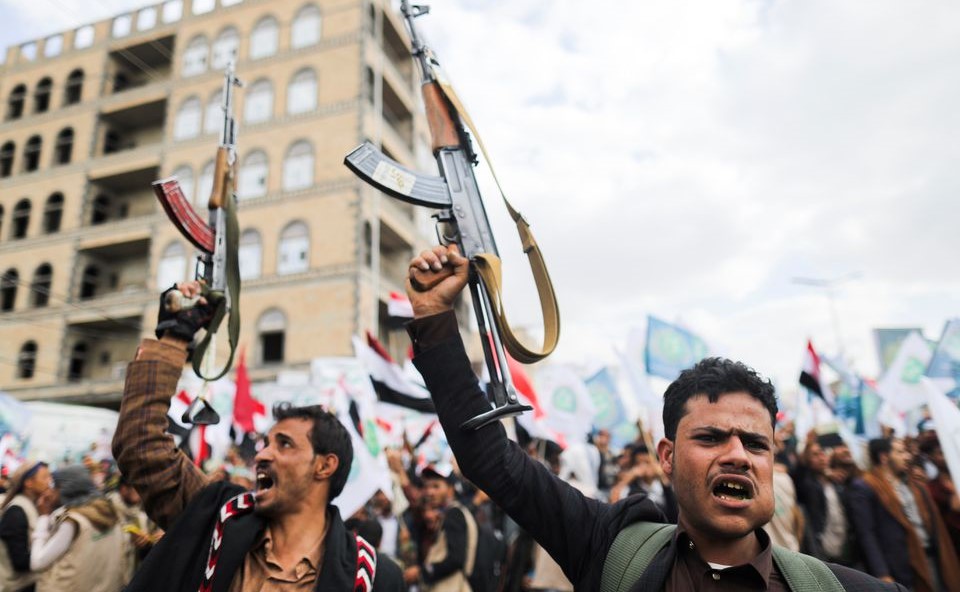 Houthi militia rally in Sanaa, Yemen, Sept., 21, 2021. (Reuters)