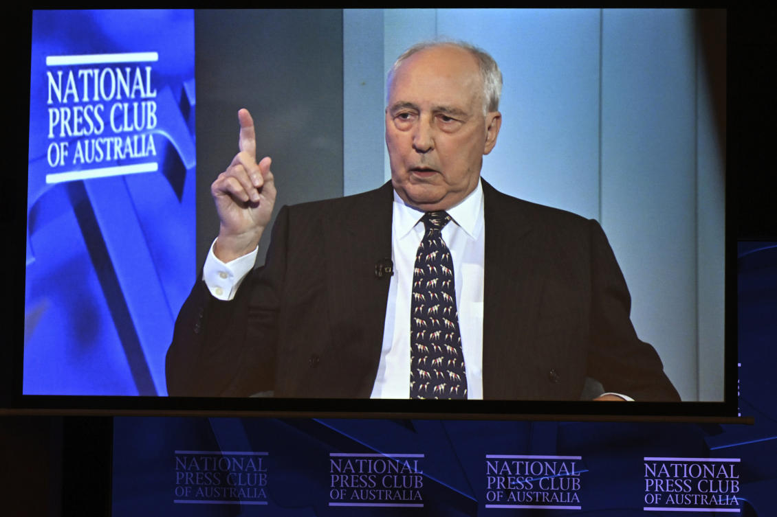 Former Australian prime minister Paul Keating also mocked the cost of the deal, which was estimated between $178 billion and $245 billion over three decades. (AAP Image via AP)