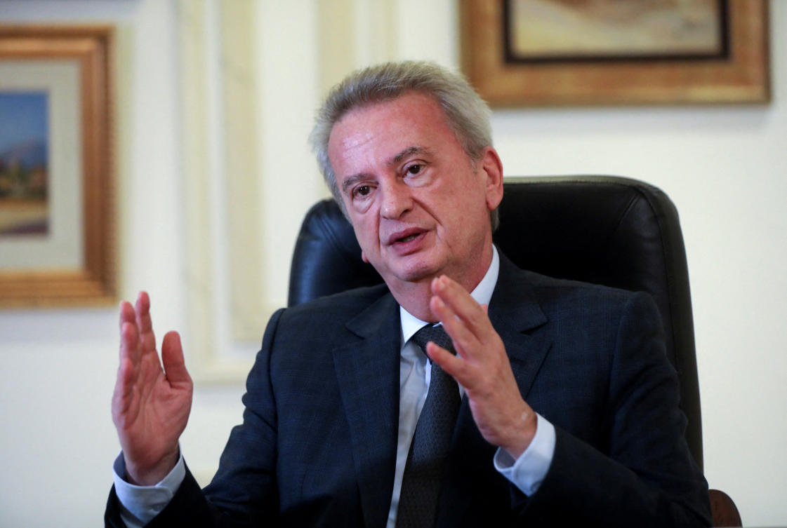 Lebanon's Central Bank Governor Riad Salameh speaks during an interview for Reuters Next conference, in Beirut (REUTERS)