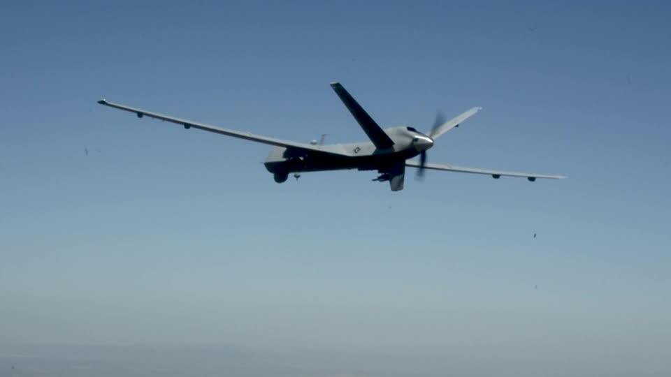 Russia’s defense ministry said the drone had been flying with its transponders turned off and violating airspace restrictions made public in connection with the special military operation in Ukraine. (Thomson Reuters)