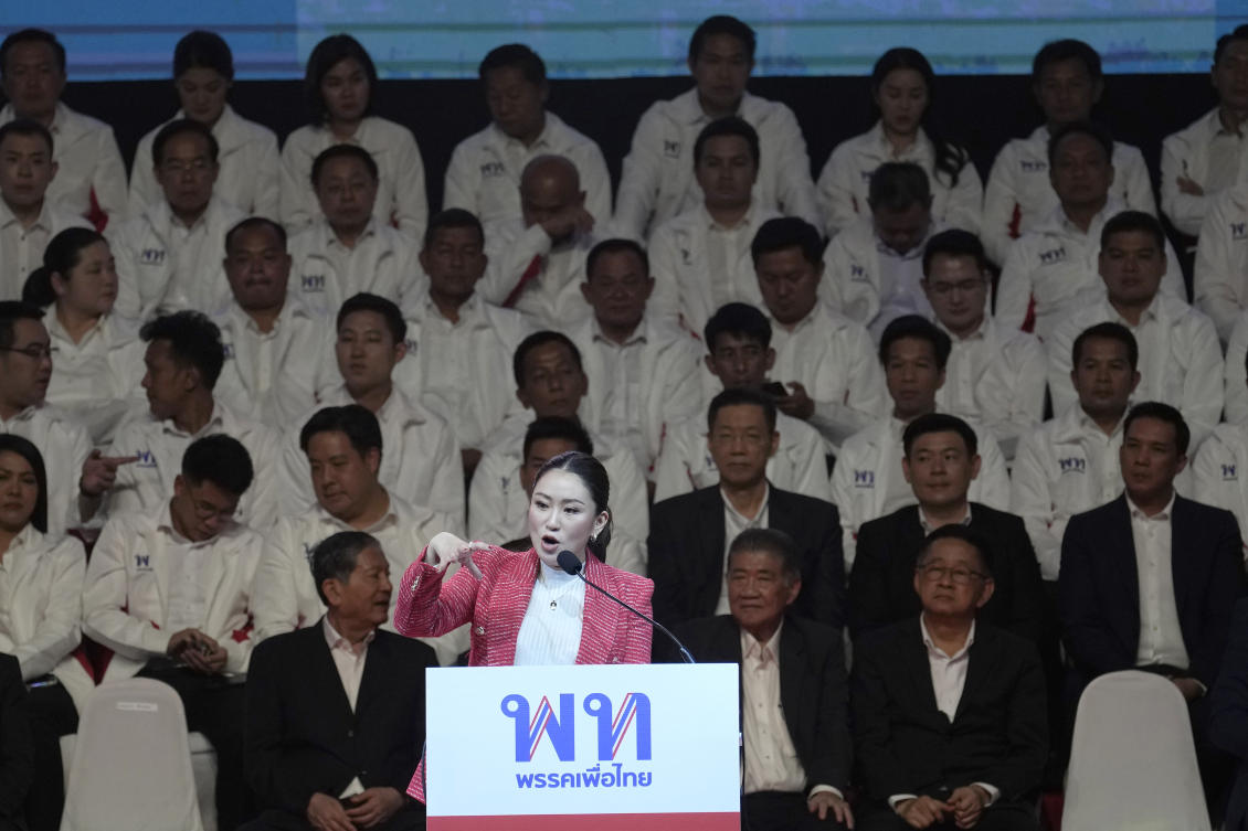 Former prime minister Thaksin Shinawatra’s daughter, Paetongtarn, above, is expected to be the Pheu Thai party’s main candidate for the top post. (AP)