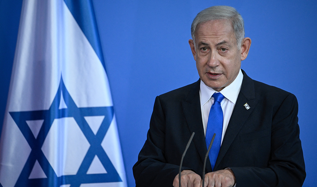 Israeli Prime Minister Benjamin Netanyahu addresses a joint press conference with the German Chancellor following talks at the Chancellery in Berlin on March 16, 2023. (AFP/FILE)